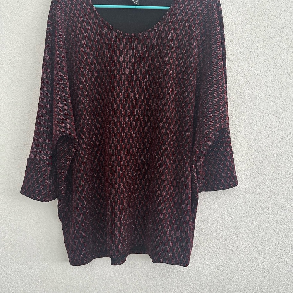 Alfani Red Boxy 3/4 Sleeve Blouse